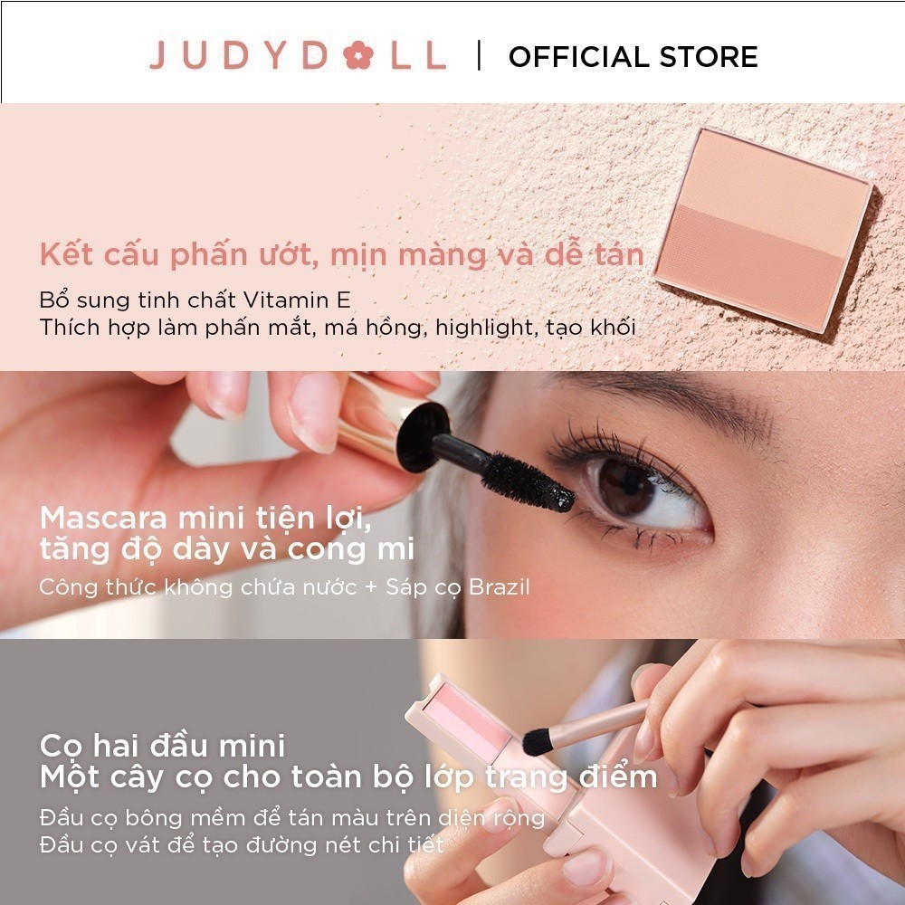 Bảng Phấn Trang Điểm Cầm Tay JUDYDOLL Mini Makeup Palette Đa năng Nhỏ gọn Phấn mắt Kẻ mắt Chân mày Má hồng Tạo khối Bắt sáng Mascara Son kem 10g | BigBuy360 - bigbuy360.vn
