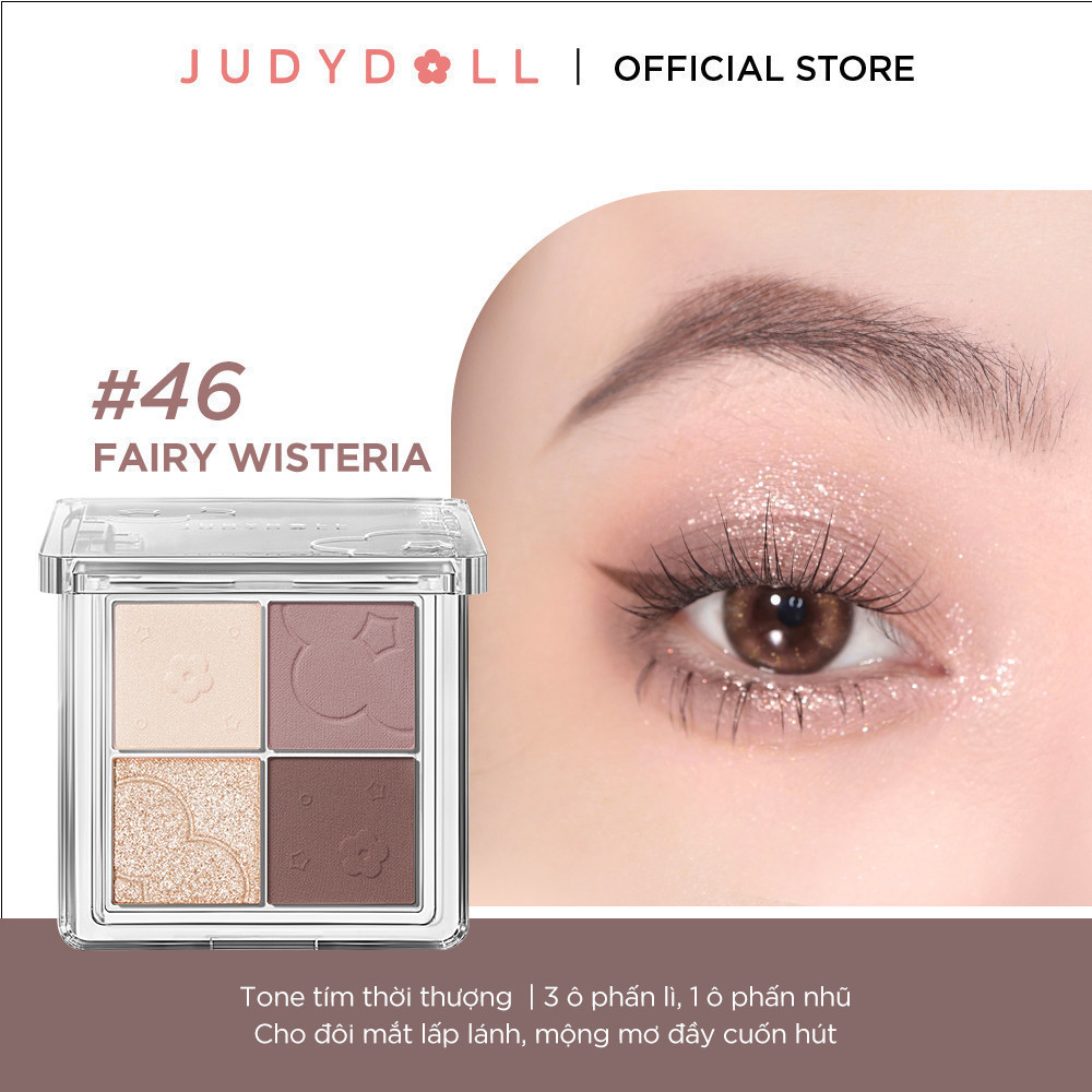 Phấn Mắt 4 Ô JUDYDOLL 4 Shades Eyeshadow Nhũ Lấp Lánh Kèm Màu Lì Dễ Tán Lên Màu Chuẩn Bền Màu Lâu Trôi 5.3g | BigBuy360 - bigbuy360.vn