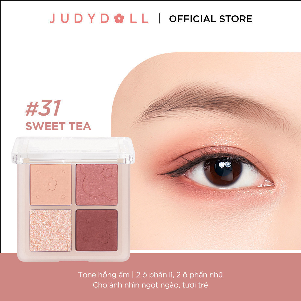 Phấn Mắt 4 Ô JUDYDOLL 4 Shades Eyeshadow Nhũ Lấp Lánh Kèm Màu Lì Dễ Tán Lên Màu Chuẩn Bền Màu Lâu Trôi 5.3g | BigBuy360 - bigbuy360.vn