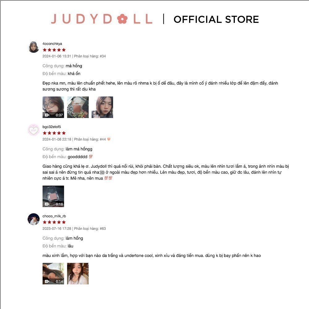 Phấn Má Hồng JUDYDOLL 2g Đơn Sắc Mịn Lì Chuẩn Màu Trang Điểm Tự Nhiên Lâu Trôi Bền Màu Suốt 24h | BigBuy360 - bigbuy360.vn