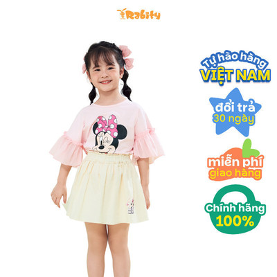 Áo thun ngắn tay phối voan Minnie bé gái Rabity 503.003