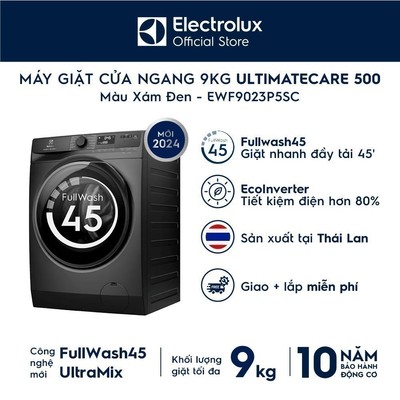 Free giao lắp - Máy giặt cửa ngang Electrolux 9kg UltimateCare 500 - Xám đen Onyx EWF9023P5SC