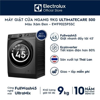  Free giao lắp - Máy giặt cửa ngang Electrolux 9kg UltimateCare 500 - Xám đen Onyx EWF9023P5SC 
