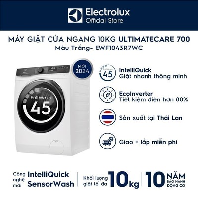 Free giao lắp - Máy giặt cửa ngang Electrolux 10kg UltimateCare 700 - Trắng EWF1043R7WC