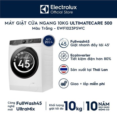 Free giao lắp - Máy giặt cửa ngang 10KG Electrolux S500 EWF1023P5WC, giặt đẩy tải 45 phút, UltraMix, EcoInverter