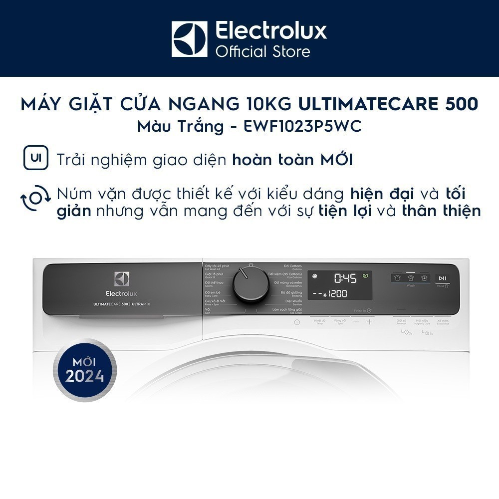 Chỉ giao miền Nam - Máy giặt cửa ngang 10KG Electrolux S500 EWF1023P5WC, giặt đẩy tải 45 phút, UltraMix, EcoInverter | BigBuy360 - bigbuy360.vn