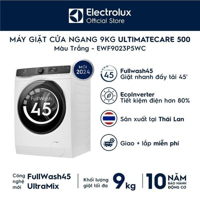 Free giao lắp - Máy giặt cửa ngang 9KG Electrolux S500 EWF9023P5WC - giặt đẩy tải 45 phút, UltraMix, EcoInverter