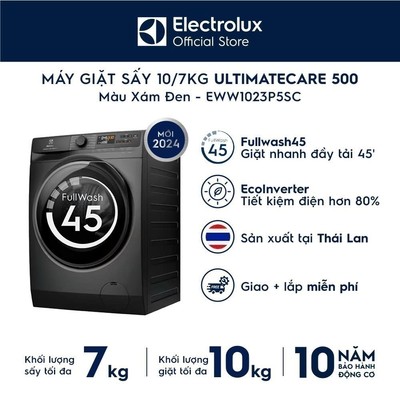 Free giao lắp - Máy giặt sấy Electrolux 10/7kg UltimateCare 500 - Xám đen Onyx EWW1023P5SC