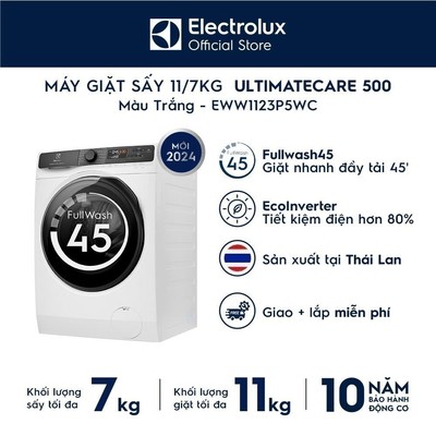 Free giao lắp - Máy giặt sấy Electrolux 11/7kg UltimateCare 500 - Trắng EWW1123P5WC