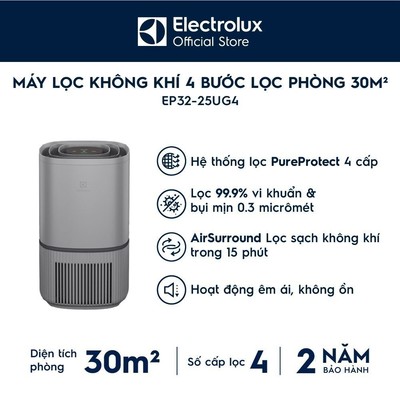 Free giao hàng - Máy lọc không khí 30m² Electrolux EP32-25UGA - 4 bước lọc, HEPA 13, hoạt động êm ái