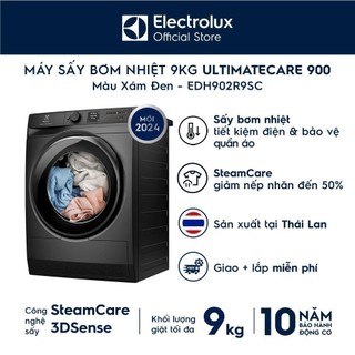 Free giao lắp - Máy sấy bơm nhiệt Electrolux 9kg UltimateCare 900 - Xám đen Onyx EDH902R9SC