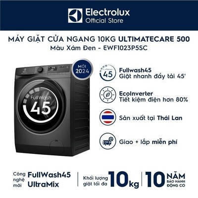 Free giao lắp - Máy giặt cửa ngang Electrolux 10kg UltimateCare 500 - Xám đen Onyx EWF1023P5SC