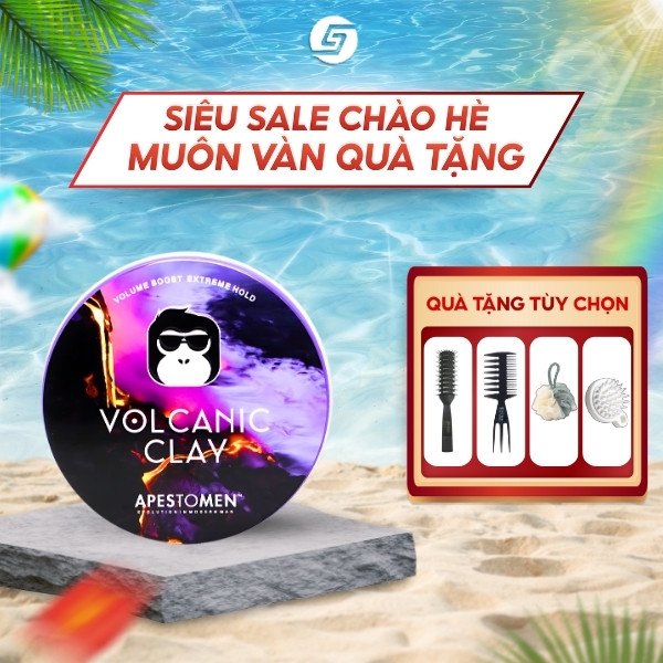 Sáp vuốt tóc nam Volcanic Clay V5 80ml - Chính hãng Singapore | Sáp tạo phồng giữ nếp 10h-12h, tem Song Mã SMS - SÁPITAL