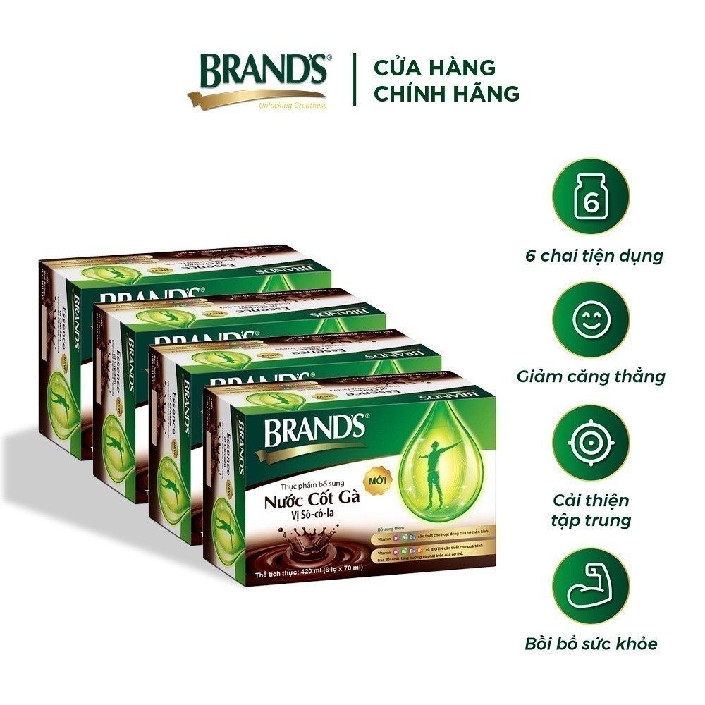 Combo 4 nước cốt gà BRAND'S vị sô cô la (70 ml x 24 lọ)