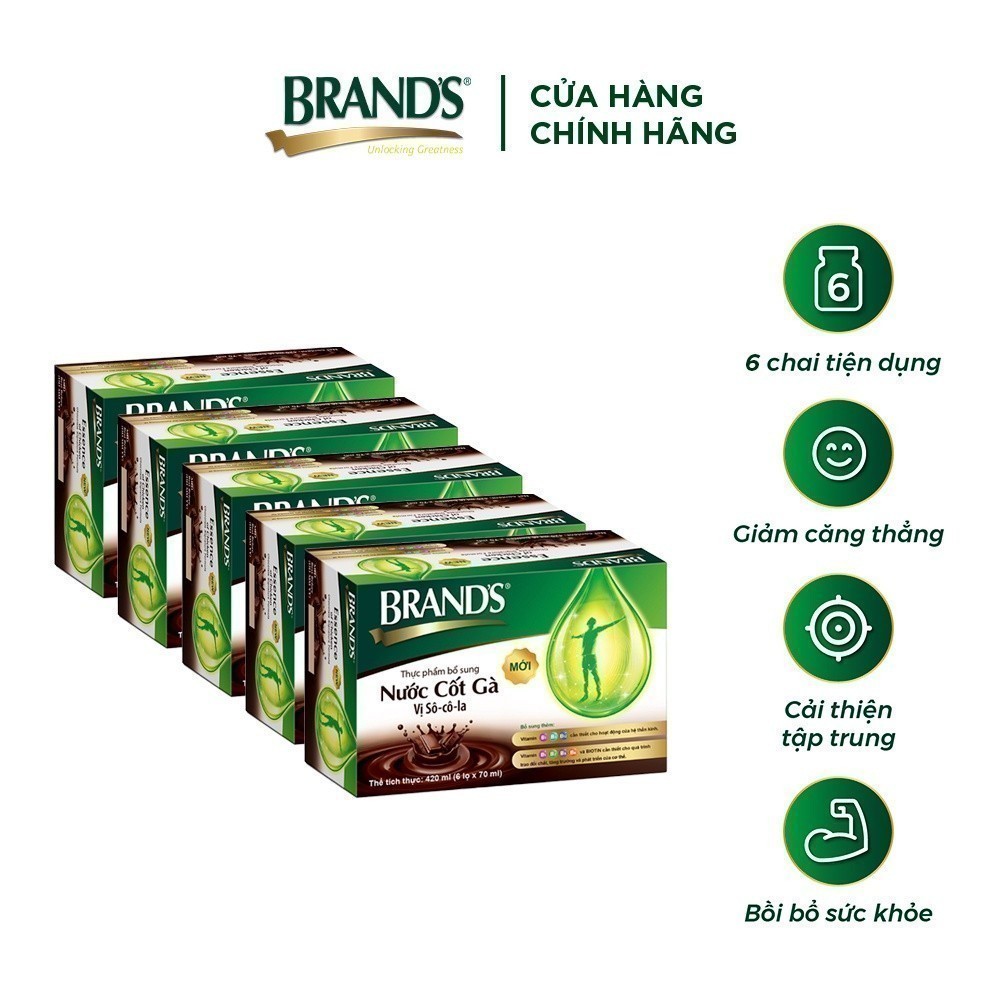 Combo 5 nước cốt gà BRAND'S vị sô cô la (70 ml x 30 lọ)