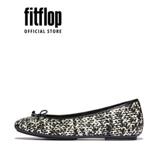 Giày Búp Bê Nữ FitFlop DELICATO Bow Woven Ballet Flats - Black/Ivory Mix - FM0 - FON - IT2-C24