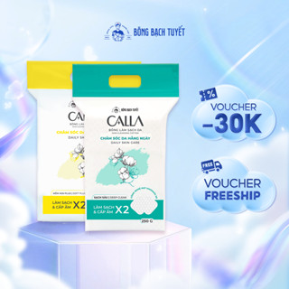 Combo 2 Túi Bông Tẩy Trang Calla Bông Bạch Tuyết Mềm Mịn 250g + Sạch Sâu 250g