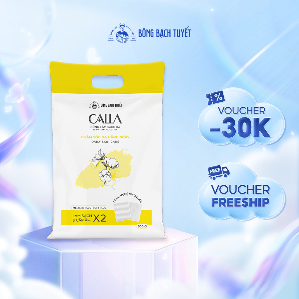 Bông tẩy trang làm sạch da Bông Bạch Tuyết Calla Mềm Mịn 500Gr