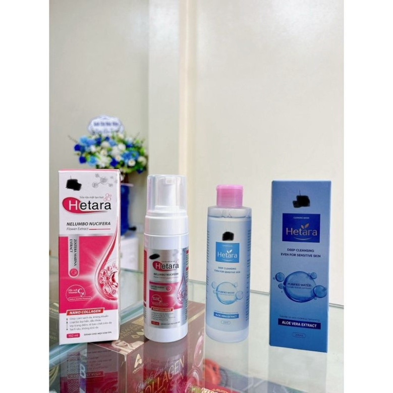Sữa Rửa Mặt Tạo Bọt Hetara 150ml & Nước Tẩy Trang 200ml - Giúp Làm Sạch Sâu và Sáng Da