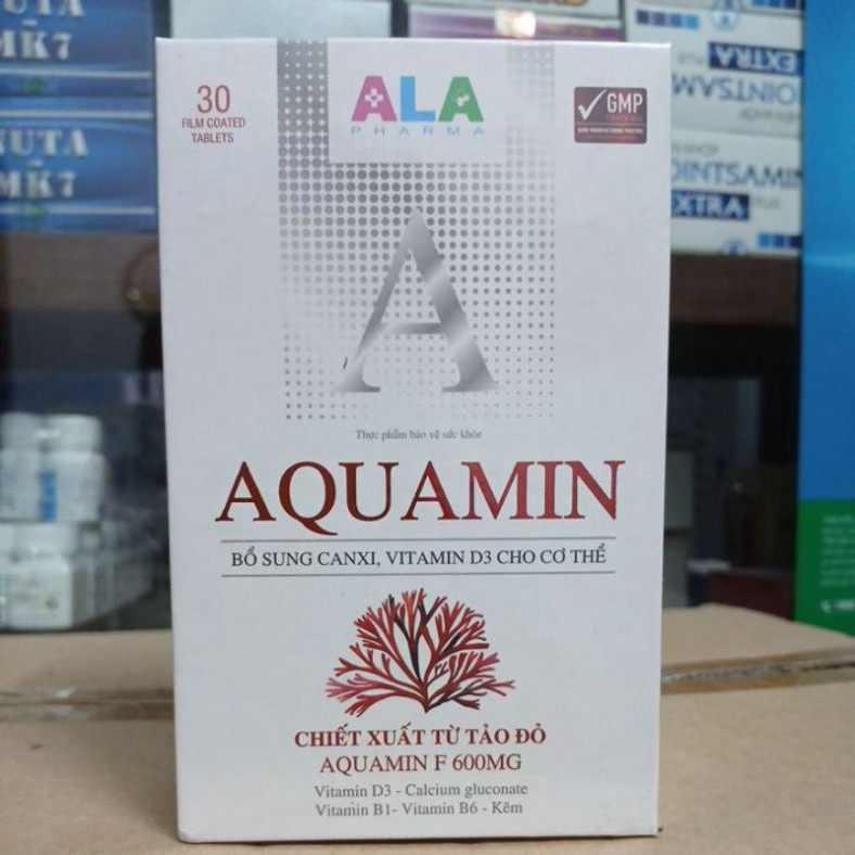 Viên uống bổ sung canxi ALA AQUAMIN từ tảo đỏ AQUAMIN F - Hỗ trợ sức khỏe xương, 30 viên mỗi hộp.