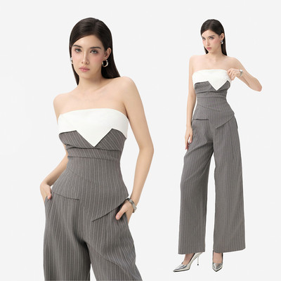 RECHIC Áo kiểu Talith dáng cúp ngực phối kiểu sang trọng thanh lịch