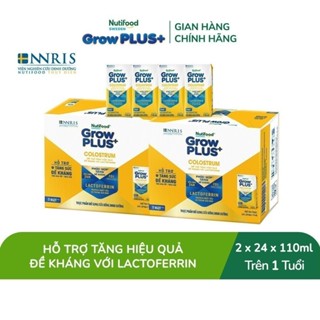 [Livestream KOL] Combo 2 Thùng 24 hộp Sữa bột pha sẵn Nutifood Sweden GrowPLUS+ Colostrum Lactoferrin 110ml