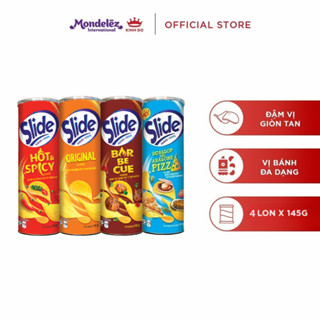 [Livestream] Bánh Lát Snack Khoai Tây Slide Vị Ngẫu Nhiên, Combo 4 Lon x145g