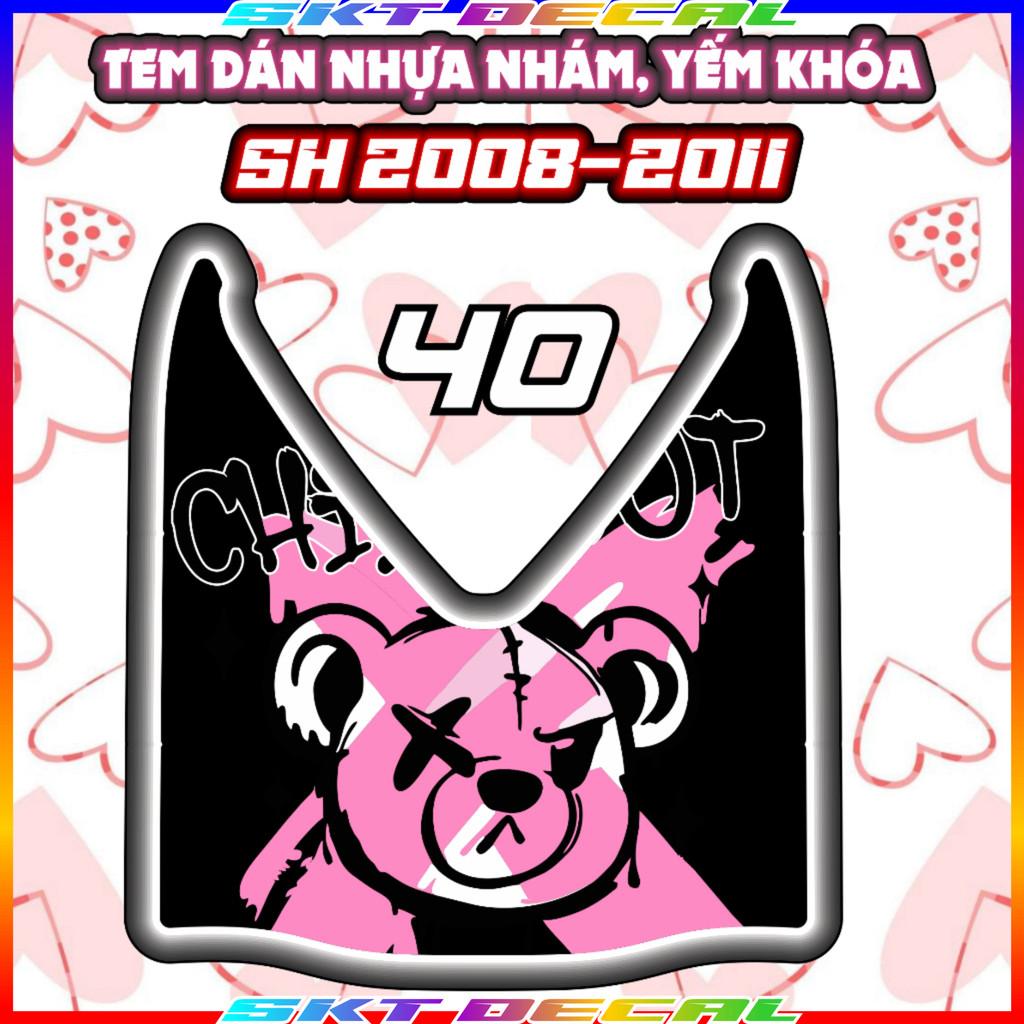 Tem dán yếm trang trí chống trầy xe SH 2008-2011 gấu quỷ korumi decal nhãn dán sticker TEM