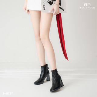  Boot nữ BEE SHOES mũi tròn gót 8cm - 240737 