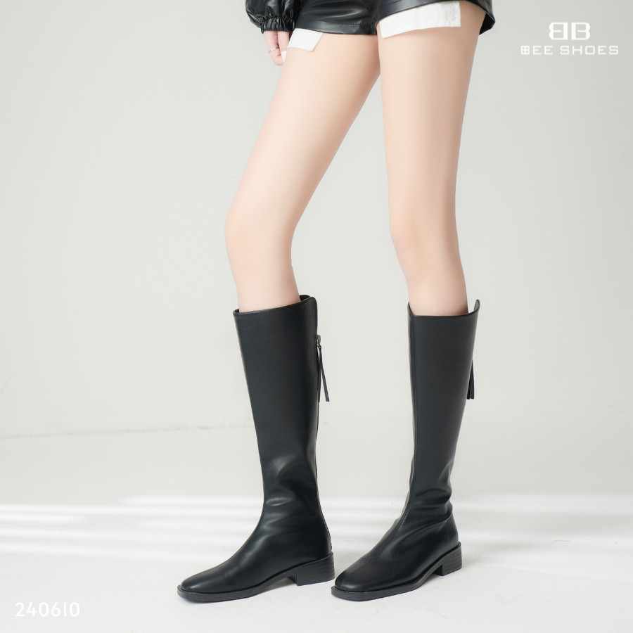 Boot nữ BEE SHOES mũi tròn gót trụ 3cm - 240610 ( form 1.5)
