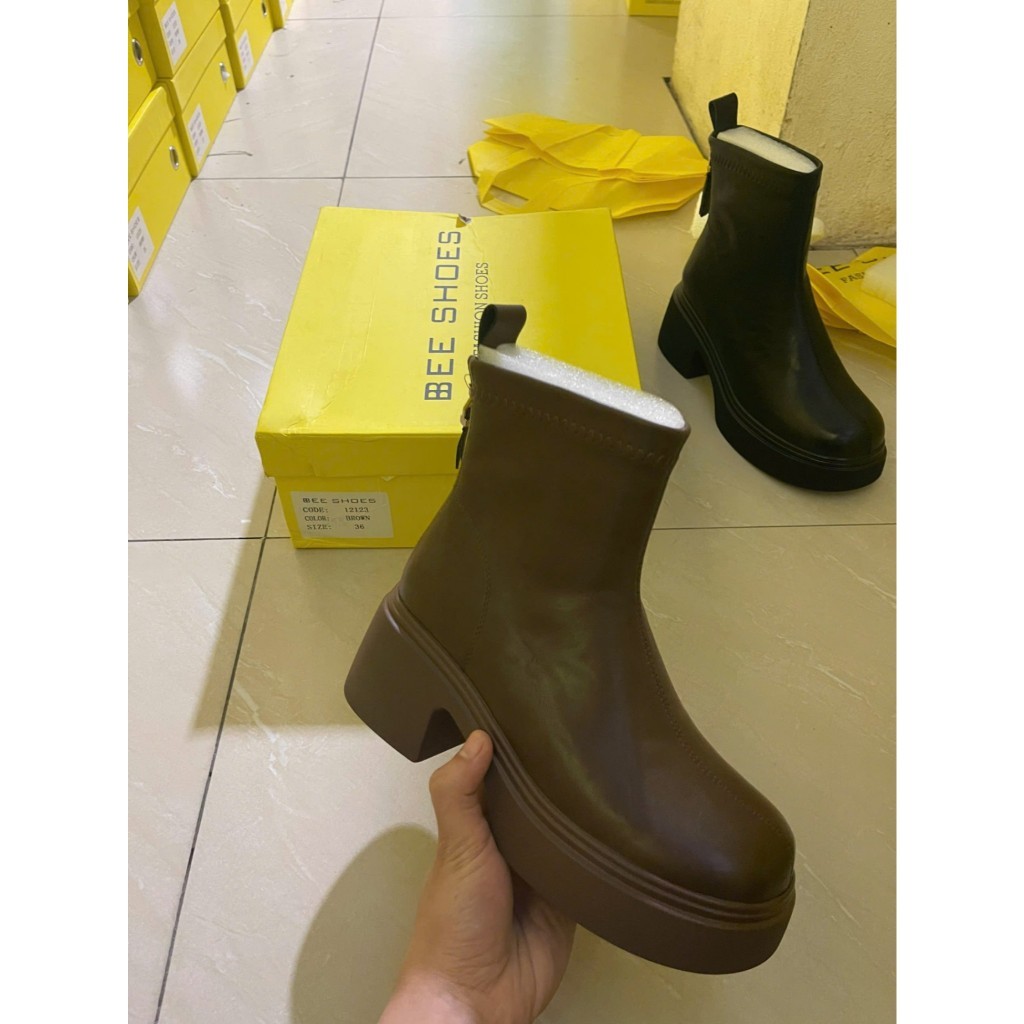 Boot nữ BEE SHOES mũi tròn gót 6cm - 240919