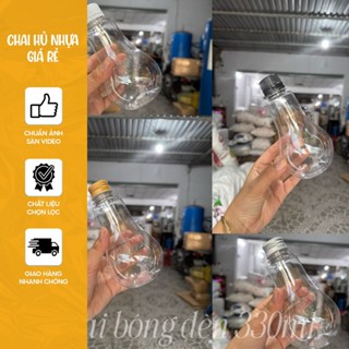 Set 10 chai nhựa bóng đèn dể thương dung tích 330ml - Nhựa PET dày dặn, đựng trà sữa, nước ép