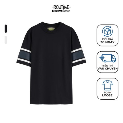 Áo Thun Tay Ngắn Vải S.Café Phối Sọc Tay Form Loose - Routine 10S25TSS007