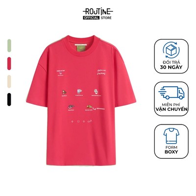 Áo Thun Tay Ngắn Vải S.Cafe In Patch Form Boxy - Routine 10S25TSS048