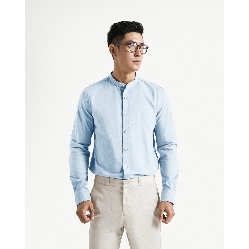Áo Sơ Mi Nam Oxford Cổ Trụ Tay Dài Trơn Form Fitted  - Routine 10S24SHL006C | BigBuy360 - bigbuy360.vn