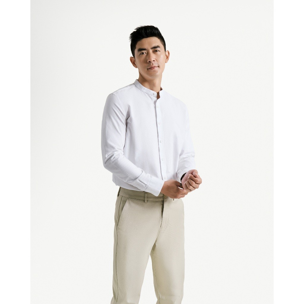 Áo Sơ Mi Nam Oxford Cổ Trụ Tay Dài Trơn Form Fitted  - Routine 10S24SHL006C | BigBuy360 - bigbuy360.vn