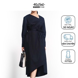 Đầm Kiểu Nữ Tay Dài Sơ Mi Nẹp Lệch Form Fitted - Routine 10S21DREW011