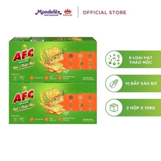Bánh Cracker AFC Dinh Dưỡng Hạt Và Thảo Mộc Vị Bắp Xào Bơ, Combo 2 Hộp x 109g