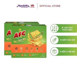 Bánh Cracker AFC Dinh Dưỡng Hạt Và Thảo Mộc Vị Bắp Xào Bơ, Combo 2 Hộp x 261.6g