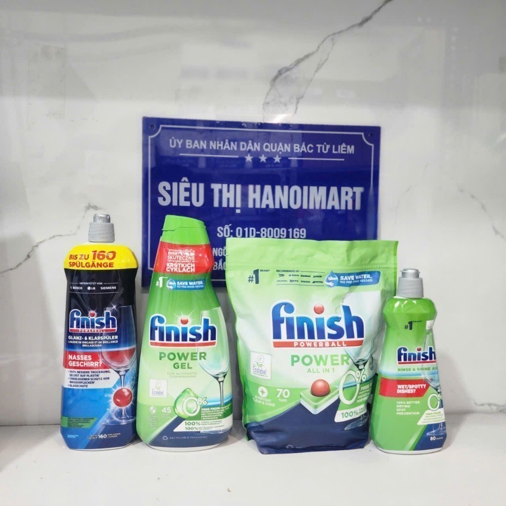 [HCM] 70 Viên rửa chén bát Eco 60 viên, nước làm bóng eco 400ml, gel rửa eco Finish hữu cơ 900ml, mu