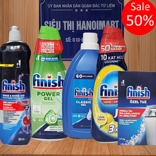 Combo Nước rửa bát Finish Gel Đức EU 1L + muối finish 1kg + nước làm bóng finish 800ml cho máy