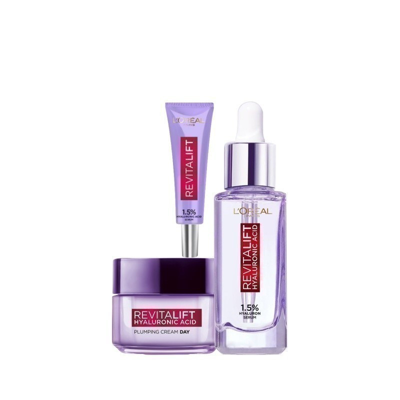 Bộ Serum Cấp Ẩm Sáng Da 30ml, 7.5ml và kem dưỡng 15ml siêu cấp ẩm giảm nếp nhăn L'Oreal Paris Revitalift Hyaluronic Acid | BigBuy360 - bigbuy360.vn