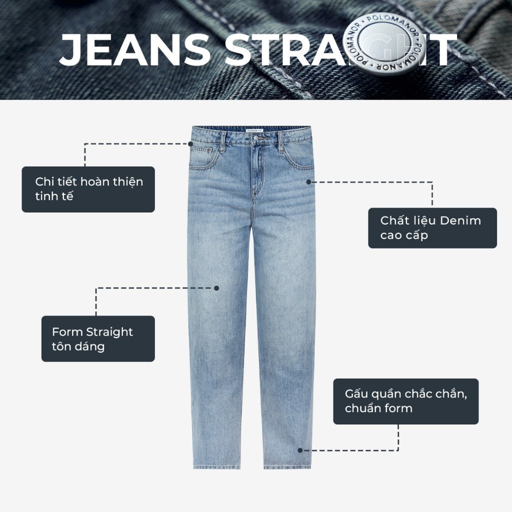 [BEST SELLER] Quần jean nam ống rộng POLOMANOR, BST THE REAL JEANS, form Straight thoải mái, dễ mặc dễ phối | BigBuy360 - bigbuy360.vn