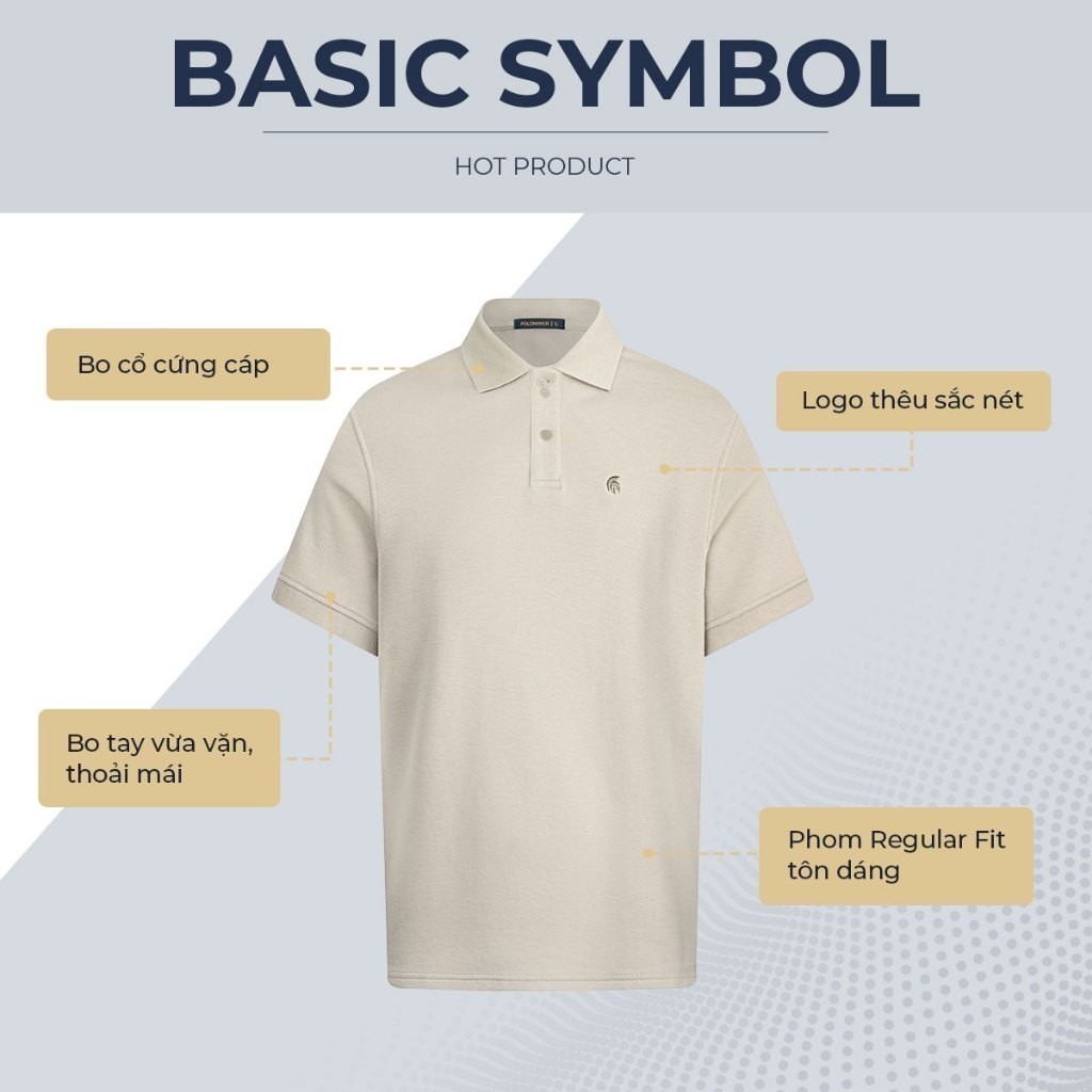 [MÀU MỚI T5] Áo polo nam BASIC SYMBOL, POLO QUỐC DÂN vải cá sấu cotton interlock - POLOMANOR | BigBuy360 - bigbuy360.vn