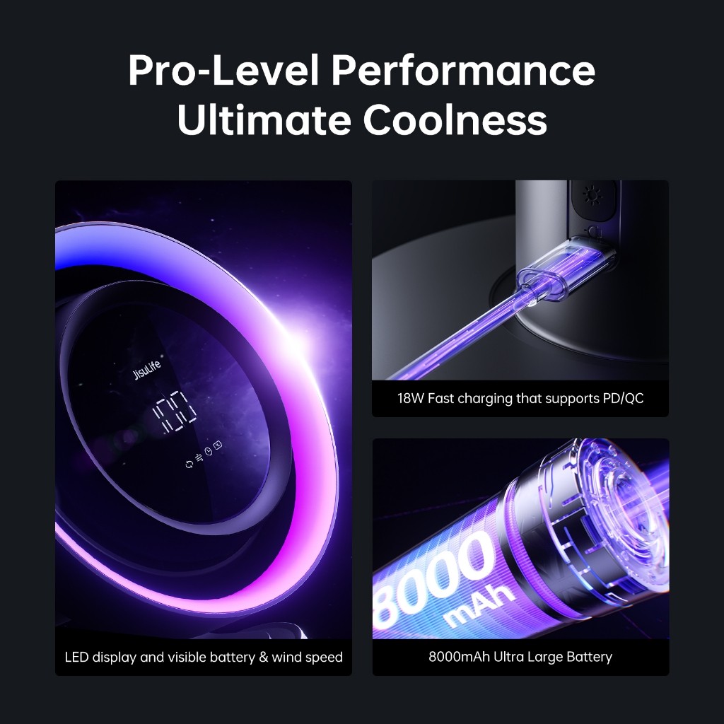 Quạt Để Bàn JISULIFE Pro3 Cao Cấp - Pin 10000mAh Đến 13 Giờ, 100 Cấp Gió, Màn LED, Bảo Hành 1 Năm | BigBuy360 - bigbuy360.vn