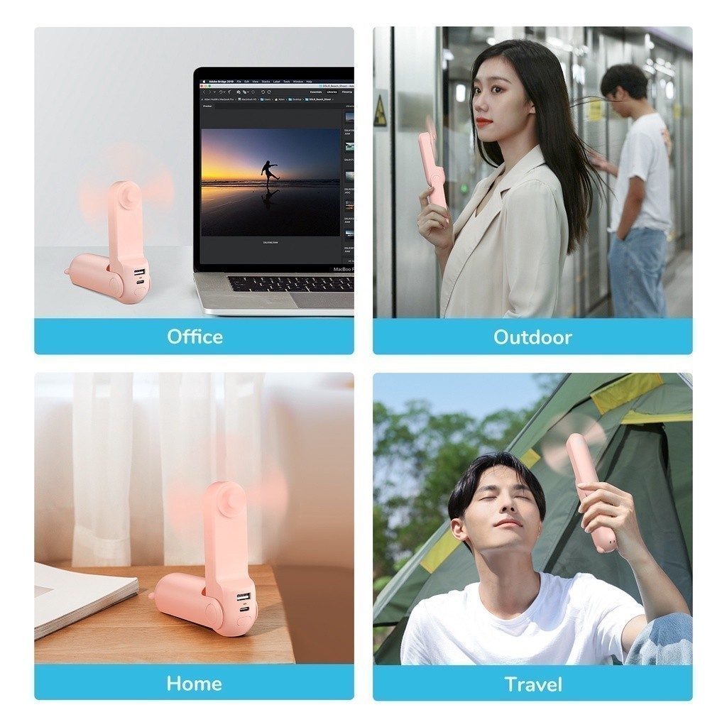Quạt Cầm Tay Mini 3 Trong 1 JISULIFE F8 2000mAh Tích Hợp Sạc Dự Phòng, Đèn Pin Siêu Sáng Chính Hãng - Bảo Hành 12 Tháng | BigBuy360 - bigbuy360.vn