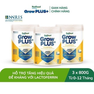 Combo 3 Sữa bột Nutifood Sweden GrowPLUS+ Colostrum Lactoferrin 0+ 800g