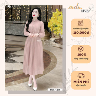 Váy Tiểu Thư K58-D1-4 MDU1375 Chất Liệu Tơ Óng Ánh Dáng Dài Xòe Nhẹ Từ MDU
