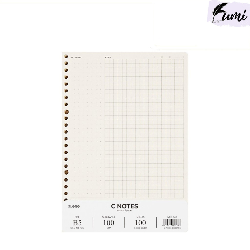 Ruột sổ còng C Notes - 6x6 mm B5 100 tờ 100/76 KLONG MS 536