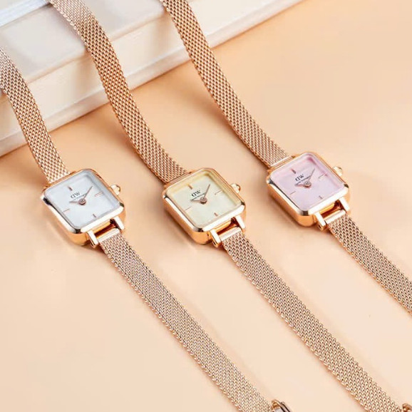 (Tặng Vòng Tay) Đồng hồ nữ Daniel Wellington chữ nhật - DW Quardo Mini 15,4x18,2mm